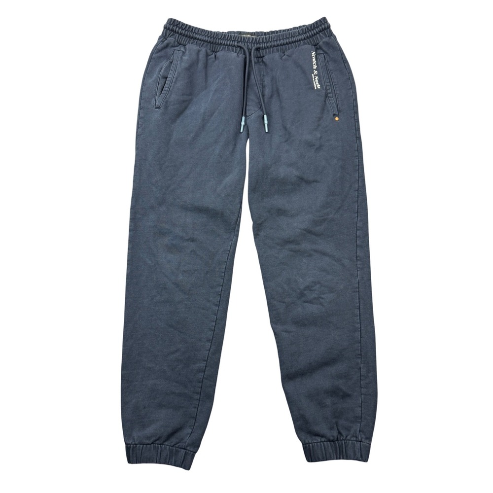 Scotch & Soda Men Large Jogger Sweatpants Navy Blue Organic Cotton Casual Lounge